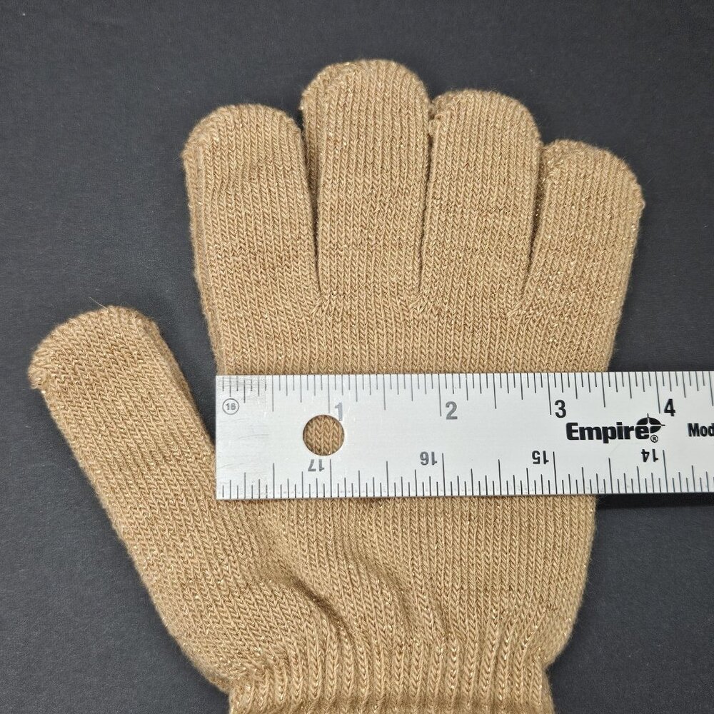 Youth Gloves Bundle Of 3 One Size Girls 2 Golden Tan Sparkling 1 Striped Multi - Picture 6 of 9